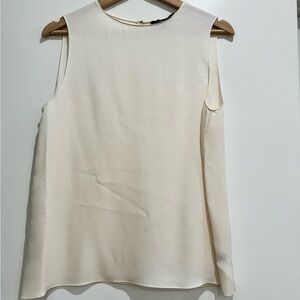 Theory Cream Sleeveless Silk Blouse